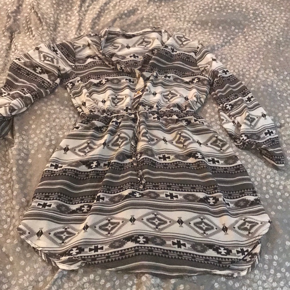 NWOT. Black white and grey aztec print dress